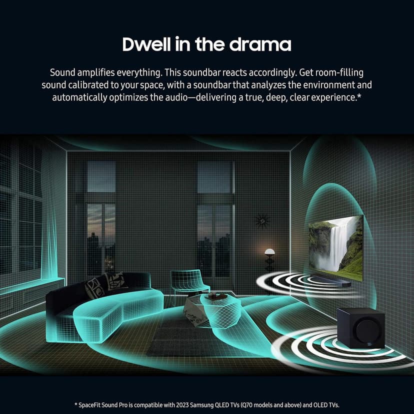SAMSUNG HW-Q990C 11.1.4ch Soundbar w/Wireless Dolby Audio, Rear Speakers Included w/Q-Symphony, SpaceFit Sound Pro, Adaptive Sound, Game Mode Pro, Airplay 2, AVA, Alexa Built-in