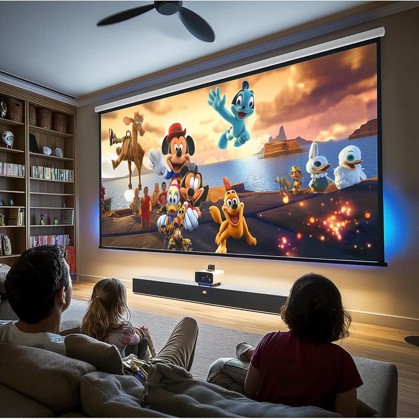 120" Motorized Projector Screen, Electric 16:9 Projector Screen with Remote Control, Indoor/Outdoor HD Movie Screen, Wall/Ceiling Mounted, Perfect for Home Office Theater TV, White