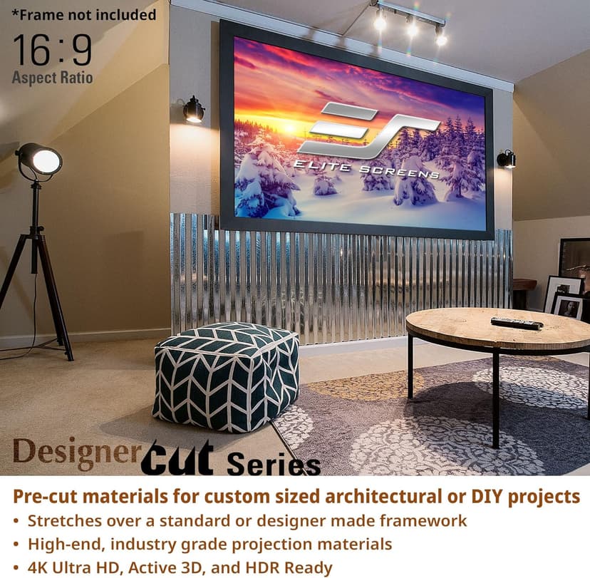 Elite Screens Designer Cut Series, 135-inch 16:9, 8K / 4K Ultra HD Ambient Light Rejecting DIY Raw Projector Screen Material, ISF Certified True ALR Capable Projection Screen, RM-135HW-CINEGREY5D