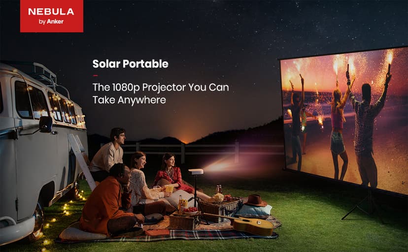 NEBULA by Anker Solar Portable 1080p Projector, Full HD with WIFI, Bluetooth, 400 ANSI Lumen, 4K Supported, Autofocus, Keystone Correction, 3Hr Playtime, Outdoor for Group Viewing