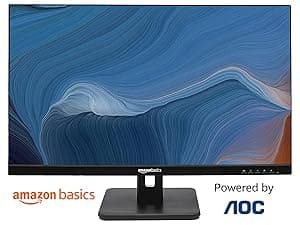 Amazon Basics IPS Monitor 75 Hz Powered with AOC Technology FHD 1080P HDMI, Display Port and VGA Input VESA Compatible Built-in Speakers for Office and Home, 27 in, Black