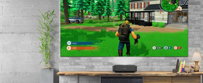 Epson EpiqVision Ultra Short Throw LS300 3LCD Smart Laser Projector, 3600 Lumens Color & White Brightness, HDR, Android TV, Yamaha Speakers, Bluetooth, Sports, Gaming, Movies - White (Renewed)