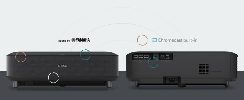 Epson EpiqVision Ultra Short Throw LS300 3LCD Smart Laser Projector, 3600 Lumens Color & White Brightness, HDR, Android TV, Yamaha Speakers, Bluetooth, Sports, Gaming, Movies - White (Renewed)