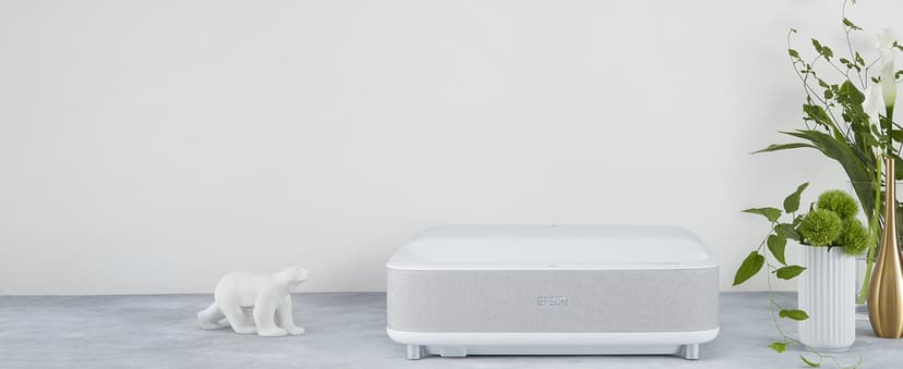 Epson EpiqVision Ultra Short Throw LS300 3LCD Smart Laser Projector, 3600 Lumens Color & White Brightness, HDR, Android TV, Yamaha Speakers, Bluetooth, Sports, Gaming, Movies - White (Renewed)