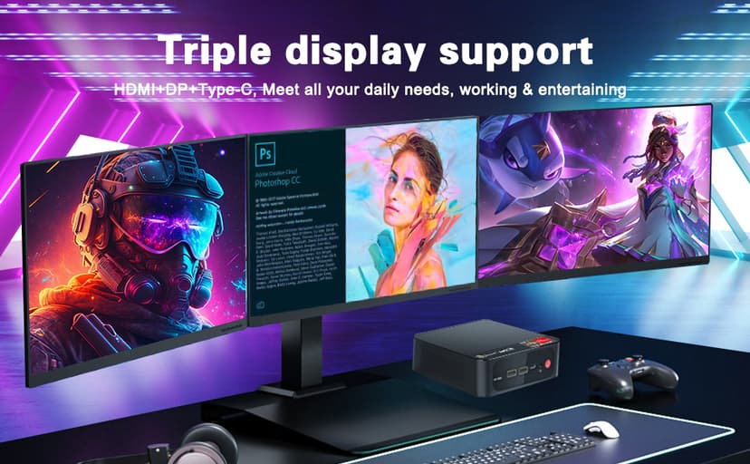 Beelink SER5 Max Mini PC, AMD Ryzen 7 6800U (up to 4.7GHz, 8C/16T), 24G LPDDR5 RAM 500GB M.2 PCIe4.0 SSD Mini Desktop Computers, Micro PC 4K Triple Display/WiFi 6/BT5.2, Office/School/Gaming