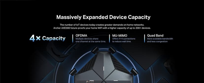 TP-Link AXE16000 Quad-Band WiFi 6E Router (Archer AXE300) - Dual 10Gb Ports Wireless Internet Router, Gaming Router, Supports VPN Client, 2.5G WAN/LAN Port, 4 x Gigabit LAN Ports