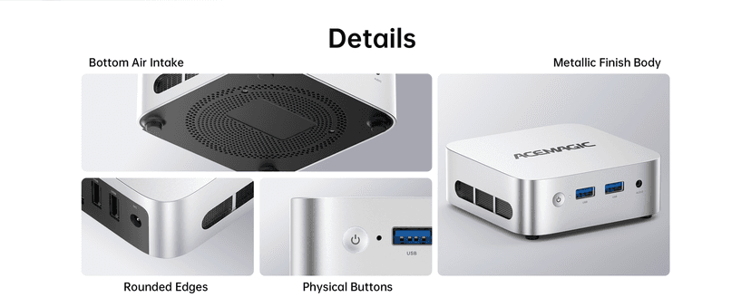 ACEMAGIC Vista Mini V1 Mini PC, Twin Lake N150(Beat N100/N95, up to 3.6GHz), 16GB DDR4 RAM 512 SSD Mini Computers,11 Pro Desktop 4K Dual Display/HDMI/WiFi/BT/LAN for Home/Office