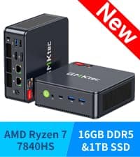 GMKtec Mini PC Intel N150 (up to 3.60GHz) Intel i226-V 2.5Gbps RJ45 Desktop Computers 16GB DDR4 256GB PCIe M.2 SSD/ 4K Dual HDMI/USB3.2/WiFi 6 BT5.2 for Office, Business