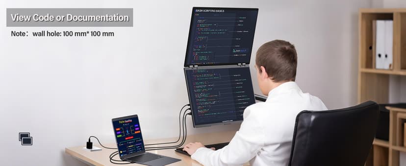 InnoView 23.8" Dual Mnonitor 4K UHD 100% sRGB Dual Screen Monitor 315°Adjustable Foldable Monitor for Laptop MacBook Windows with DP Type-C HDMI (No Driver Needed)