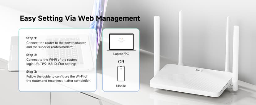 DBIT AC1200 Gigabit WiFi Router 2.4GHz +5GHz Dual Band MU-MIMO Wireless Internet Router, 4 x 10/100/1000Mbps Ethernet Ports, 4 x 5dBi Antennas, Support Router, AP, Repeater Mode, EasyMesh, White