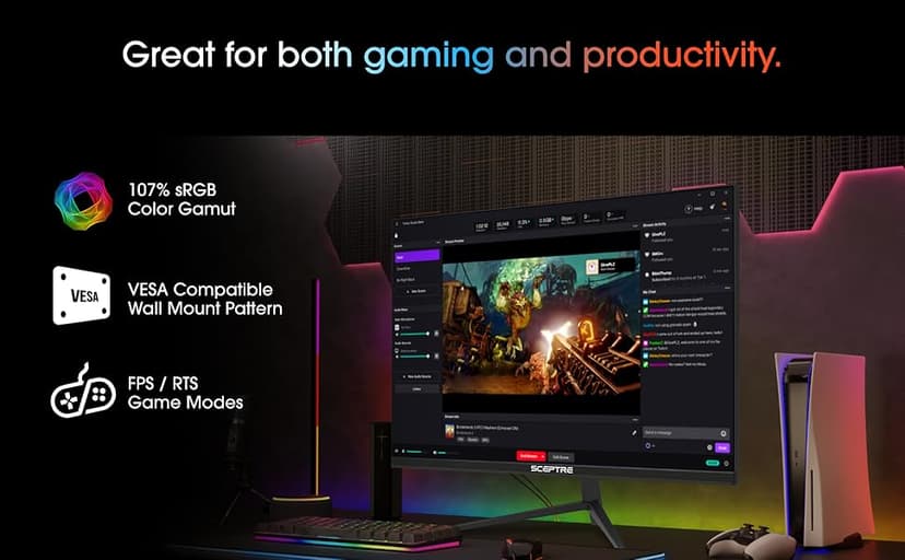 Sceptre 27-inch Gaming Monitor 165Hz 144Hz 1ms AMD FreeSync Premium HDMI DisplayPort Build-in Speakers, 99% sRGB Machine Black (E275B-FWD168 Series)