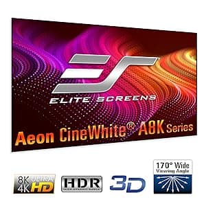 Elite Screens Aeon CineWhite A8K, 150" Diag, 16:9 Aspect Ratio, ISF Certified 8K Ultra HD Home Theater Fixed Frame Edge Free Projection Sound Transparent Perforated Weaved Screen, AR150H-A8K