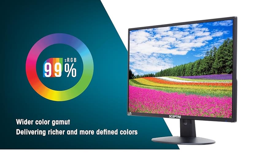Sceptre 24-inch Professional Thin 1080p LED Monitor 99% sRGB 2x HDMI VGA Build-in Speakers, Machine Black (E248W-19203R Series)