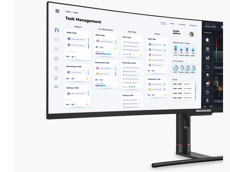Deco Gear 49" Curved Ultrawide 5K Gaming Monitor, 32:9, 120 Hz, 101% NTSC 100% sRGB, Adjustable, Home Office and Entertainment Workstation