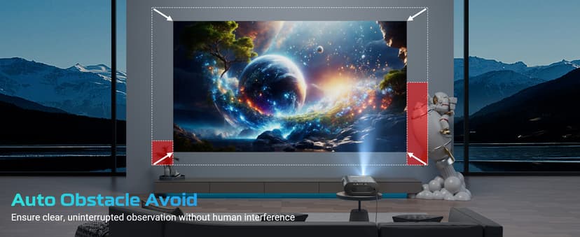 GooDee Smart 4K Projector with WiFi and Bluetooth, Google TV-Licensed Outdoor Movie Projector with Netflix / Prime Video / YouTube Built-in, Keystone Voice Control Home Theater