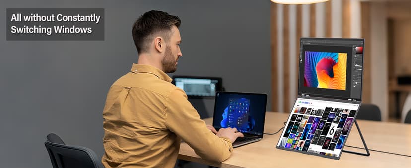 InnoView 23.8" Dual Mnonitor 4K UHD 100% sRGB Dual Screen Monitor 315°Adjustable Foldable Monitor for Laptop MacBook Windows with DP Type-C HDMI (No Driver Needed)