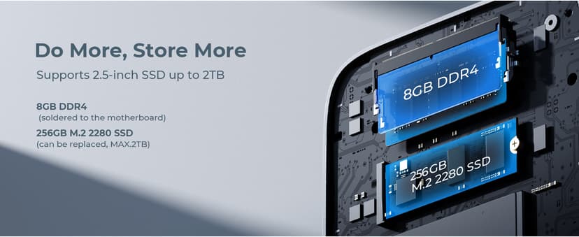 KAMRUI AK1PLUS Mini PC, N95 Processor (up to 3.4GHz), 8GB DDR4 RAM 256GB M.2 SSD, Mini Desktop Computer Support 2.5" SSD, Dual 4K, WiFi, Ethernet for Business, Office, Home