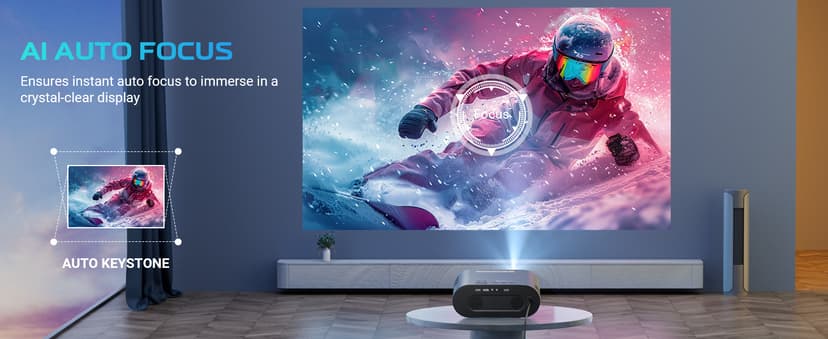 GooDee Smart 4K Projector with WiFi and Bluetooth, Google TV-Licensed Outdoor Movie Projector with Netflix / Prime Video / YouTube Built-in, Keystone Voice Control Home Theater