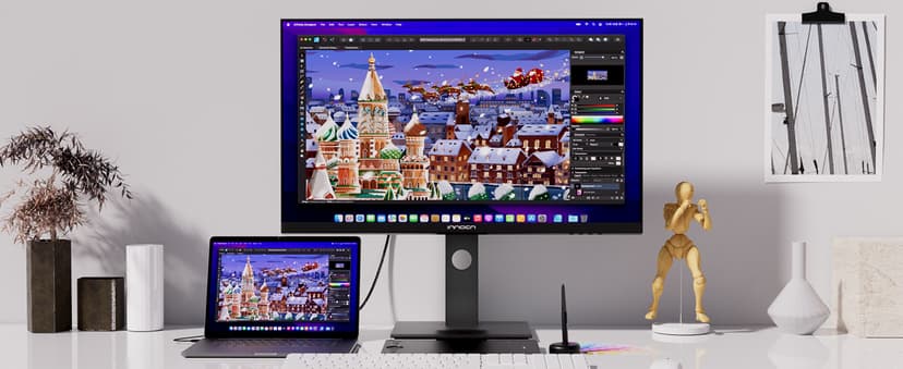 INNOCN 27 Inch 4K Monitor Computer UHD 3840 x 2160 LCD IPS Display, HDR400, USB C 65W, DP, HDMI, PC Monitor for Mac Laptop, 1.07B+ Colors, Built-in Speakers, Pivot/Height Adjustable Stand, Black