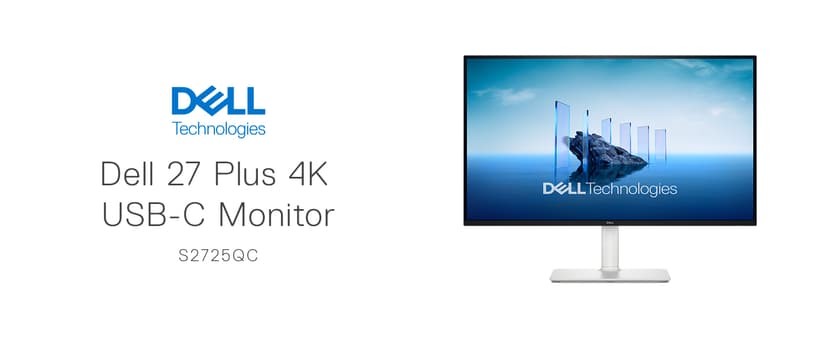 Dell 27 Plus 4K USB-C Monitor - S2725QC - 27-inch 4K (3840 x 2160) 120Hz 16:9 Display, AMD FreeSync Premium, sRGB 99%, Integrated Speakers, 1500:1 Contrast Ratio, Comfortview Plus - Ash White