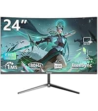 24 inch 3000R Curved Monitor 100Hz FHD 1920x1080p Refresh Rate 16:9 Aspect Ratio Ergonomic Tilt & VESA Compatible - Home Office Gaming Monitor Sync Visual Experience for Work & Play,HDMI * 2