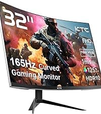 KTC 24 inch 1500R Curved Gaming Monitor 165Hz 1ms FHD 1080p VA Tilt Adaptive Sync HDR 110% sRGB DP/HDMI,VESA for Gaming Home Office Business PS5 PC Monitors