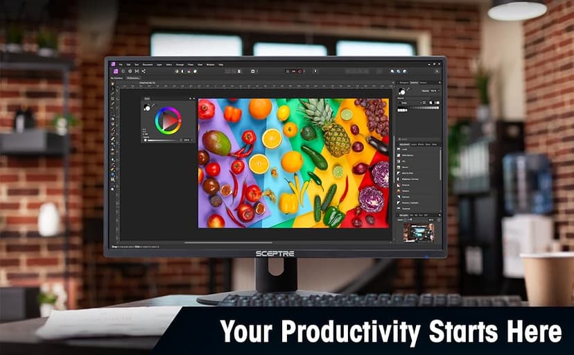 Sceptre 24-inch Professional Thin 1080p LED Monitor 99% sRGB 2x HDMI VGA Build-in Speakers, Machine Black (E248W-19203R Series)