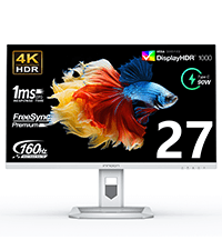 INNOCN 27 Inch 4K Monitor Computer UHD 3840 x 2160 LCD IPS Display, HDR400, USB C 65W, DP, HDMI, PC Monitor for Mac Laptop, 1.07B+ Colors, Built-in Speakers, Pivot/Height Adjustable Stand, Black