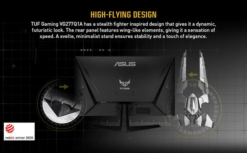 ASUS TUF Gaming 27" 1080P Monitor - Full HD, 165Hz (Supports 144Hz), 1ms, Extreme Low Motion Blur, FreeSync Premium, Shadow Boost, Eye Care, HDMI, DisplayPort, Tilt Adjustable - VG277Q1A,Black