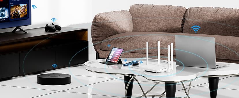 DBIT AC1200 Gigabit WiFi Router 2.4GHz +5GHz Dual Band MU-MIMO Wireless Internet Router, 4 x 10/100/1000Mbps Ethernet Ports, 4 x 5dBi Antennas, Support Router, AP, Repeater Mode, EasyMesh, White