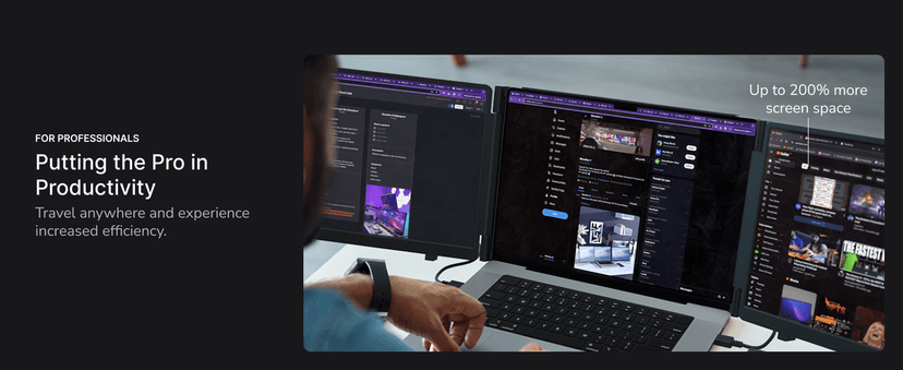 16" Pro Triple Laptop Screen Extender, Dual 16" 2k Portable Monitors, 144Hz, 100% DCI-P3, Compatible with 16" MacBook Pro M1, M2, M3, M4 & Windows Laptops, for Gaming, Creators, & Professional