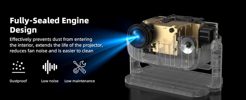 Netflix Officially Licensed Projector,BETTDOW Closed-Design Projector with Wifi 6 and Bluetooth 5.2,Intelligent Voice Assistant,Electric Focus Projector for Netflix/YouTube/Prime Video/D+