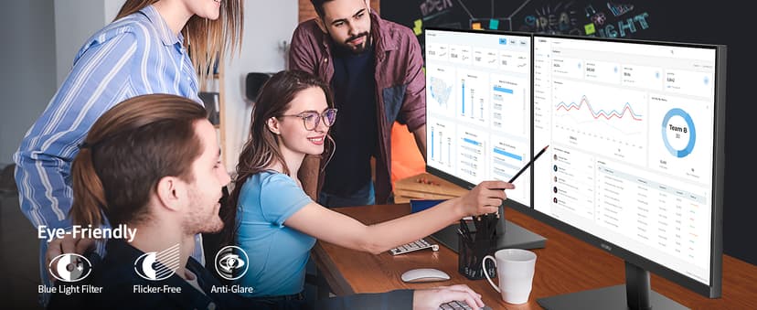 KOORUI 22 Inch Computer Monitor Full HD 1080P 100Hz PC Gaming Screen VA Panel Ultra-Slim Display 3000:1 Contrast Ratio with Adpitive Sync (HDMI/VGA/VESA Compatible 100x100mm/Audio Out), Tilt, Black