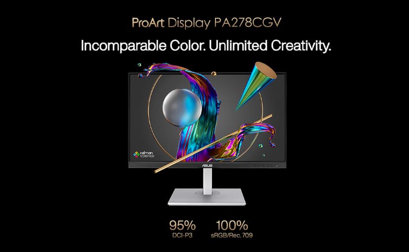 ASUS ProArt Display 27” 1440P Professional Monitor (PA278CGV) - IPS, QHD (2560 x 1440), 144Hz, 95% DCI-P3, ΔE < 2, Calman Verified, USB-C PD 90W, FreeSync Premium, DisplayHDR 400, Height Adjustable
