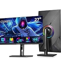 27 Inch 4K 144Hz Gaming Monitor, UHD 3840x2160 Fast IPS Panel PC Monitor, 135% sRGB, HDR400Nit, Freesync & G-sync, Support PS5 120Hz VRR, HDMI 2.1,DP 1.4, Height/Vertical Adjustment