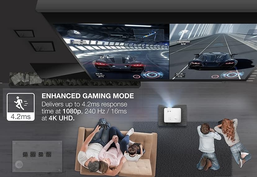 Optoma UHD35STx Short Throw True 4K UHD Gaming and Home Entertainment Projector 3,600 Lumens 240Hz Refresh Rate and Ultra-Low 4ms Response Time