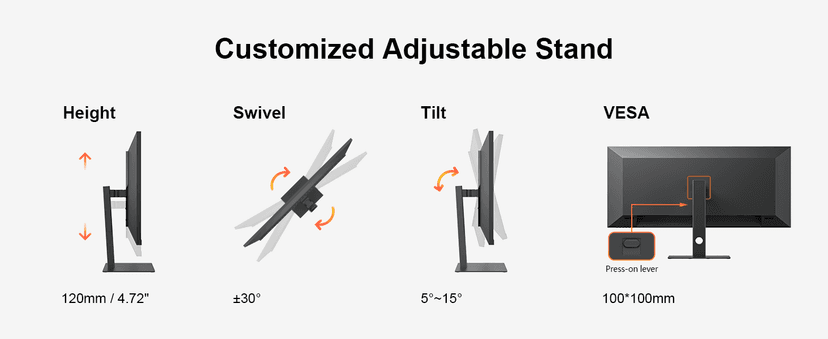 INNOCN 40 Inch 5K 5120 x 2160p Ultrawide Monitor for Laptop, 21:9, 100Hz, IPS, HDMI, DP, FreeSync, HDR400, USB-C, DeltaE<2, Built-in Speakers, Height Adjustable, Black - 40C1U