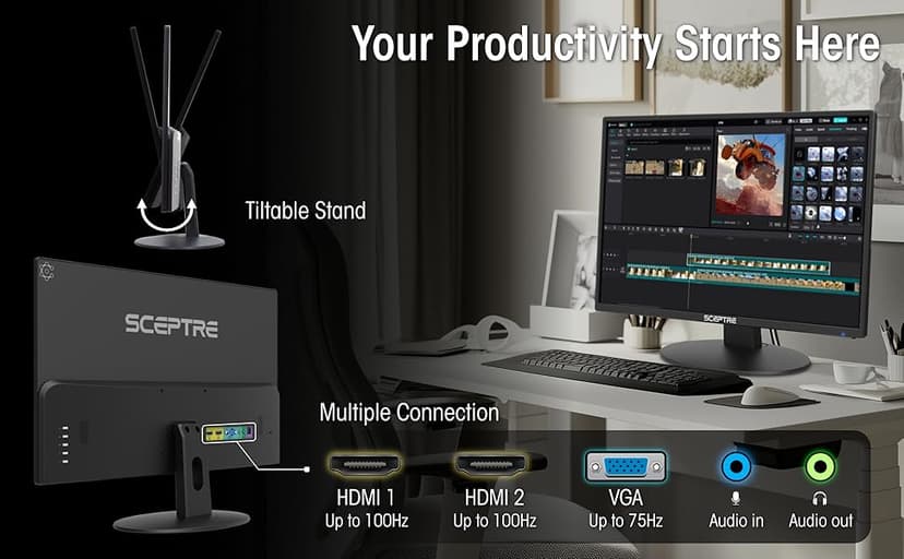 Sceptre Nw 27-inch 100Hz Gaming Monitor HDMI x2 VGA Build-in Speakers, Machine Black 2025