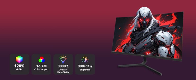 ZZA 24 Inch Curved Monitor, FHD 1920×1080P 200Hz, 120% sRGB, Ultra-Thin Bezel Design, Low Blue Light & Flicker-Free, Computer Monitor for Home, Office, Gaming (HDMI, VGA)-Black