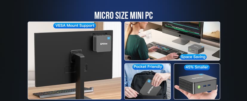 GMKtec Mini PC Intel N150 (up to 3.60GHz) Intel i226-V 2.5Gbps RJ45 Desktop Computers 16GB DDR4 256GB PCIe M.2 SSD/ 4K Dual HDMI/USB3.2/WiFi 6 BT5.2 for Office, Business