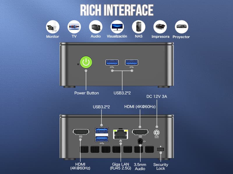 GMKtec Mini PC Intel N150 (up to 3.60GHz) Intel i226-V 2.5Gbps RJ45 Desktop Computers 16GB DDR4 256GB PCIe M.2 SSD/ 4K Dual HDMI/USB3.2/WiFi 6 BT5.2 for Office, Business