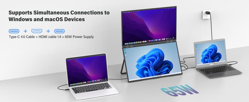 InnoView 23.8" Dual Mnonitor 4K UHD 100% sRGB Dual Screen Monitor 315°Adjustable Foldable Monitor for Laptop MacBook Windows with DP Type-C HDMI (No Driver Needed)