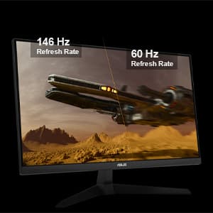 ASUS TUF Gaming 24” (23.8” viewable) 1080P Monitor (VG249QE5A) - Full HD, Overclock to 144Hz, IPS, Extreme Low Motion Blur Sync, 1ms, Speakers, Variable Overdrive, DisplayWidget Center, 3 yr Warranty