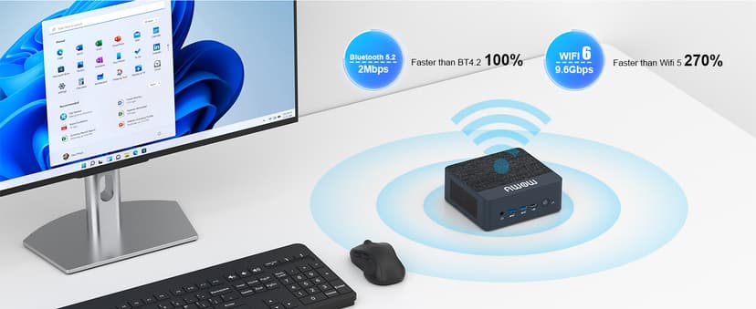 AWOW Mini PC Intel Core i5 12600H(12C/16T, up to 4.5GHz), HI12 Mini Computers 16GB DDR4 512GB PCIe3.0 SSD, Mini Desktop Computers Triple Display 4K, RJ45 2.5G LAN, Type C, WiFi 6, BT5.2