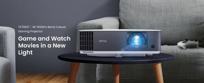 BenQ TK700ST 4K HDR 3000 Lumens Short Throw Movie and Gaming Projector | 4ms Response Time | 240Hz Refresh Rate | HDR10 & HLG | ARC/eARC Support | 2D Keystone | 1.2x Zoom | Golf Simulation