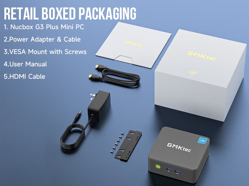GMKtec Mini PC Intel N150 (up to 3.60GHz) Intel i226-V 2.5Gbps RJ45 Desktop Computers 16GB DDR4 256GB PCIe M.2 SSD/ 4K Dual HDMI/USB3.2/WiFi 6 BT5.2 for Office, Business