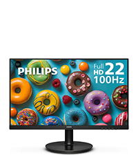 Philips 221V8LB 22 inch Class Thin Full HD (1920 x 1080) Monitor, 100Hz Refresh Rate, VESA, HDMI x1, VGA x1, LowBlue Mode, Adaptive Sync, 4 Year Advance Replacement Warranty