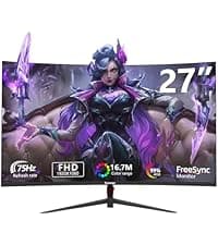 24 inch 3000R Curved Monitor 100Hz FHD 1920x1080p Refresh Rate 16:9 Aspect Ratio Ergonomic Tilt & VESA Compatible - Home Office Gaming Monitor Sync Visual Experience for Work & Play,HDMI * 2