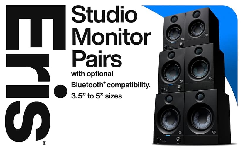 PreSonus Eris 4.5BT Bluetooth Studio Monitors, Pair — 4.5" Inch Powered Bookshelf Speakers, Stereo, Desktop Computer, Near Field Music Production, Audio Mixing Recording