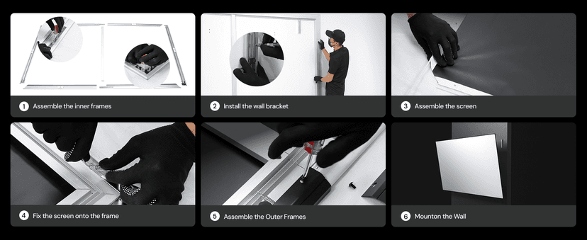 150-inch Fixed Frame Projector Screen, 1.3 dB Gain, 80% PQE, 4K/8K Ultra HD, 3D Wall Mount Projector Screen, Works with Long Throw, Short Throw & Ultra Short Throw Projectors